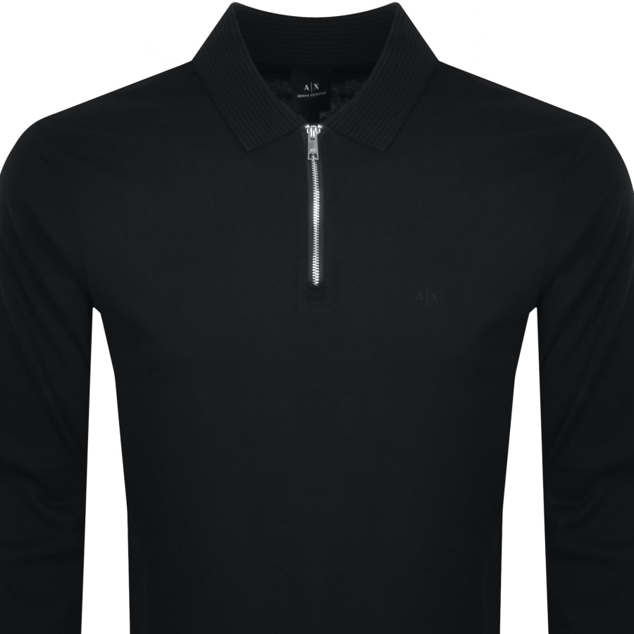 Armani Exchange Quarter Zip Polo T Shirt Black Mainline Menswear