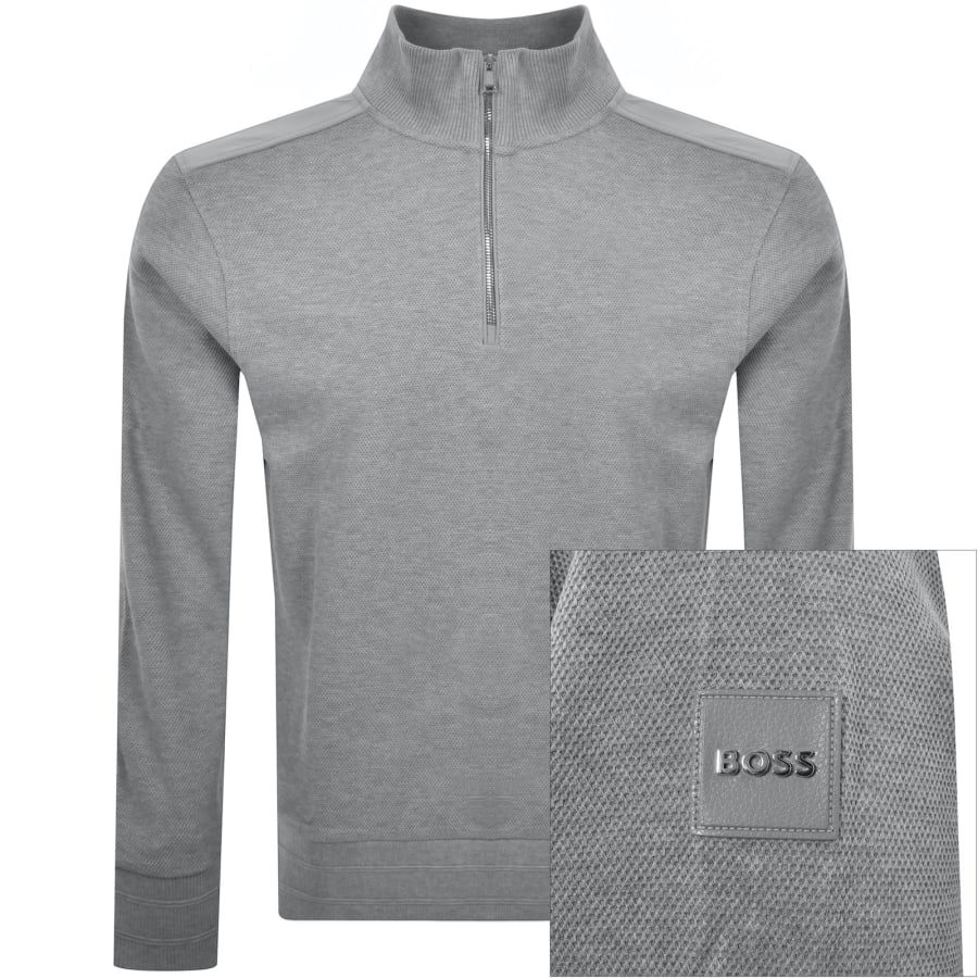 BOSS H Sidney 59 Quarter Zip Sweatshirt Grey Mainline Menswear