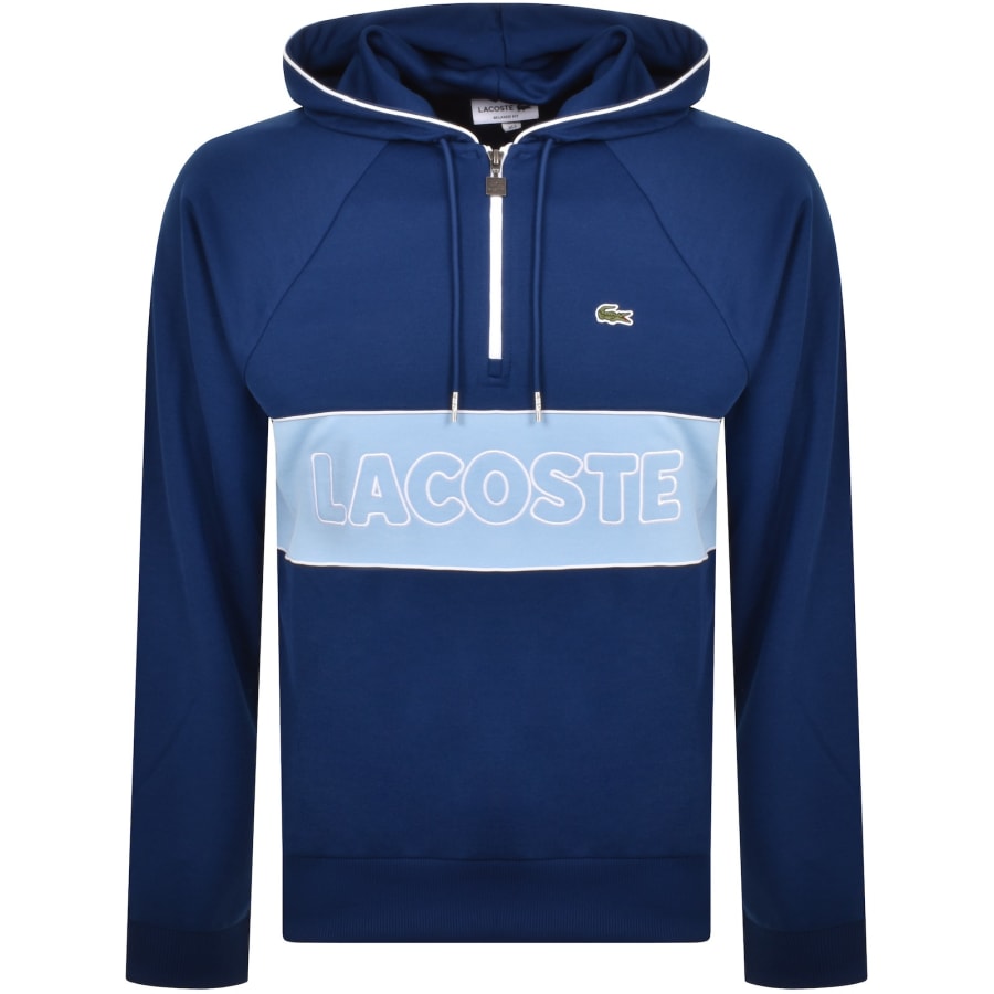 Image number 1 for Lacoste Logo Pullover Hoodie Blue
