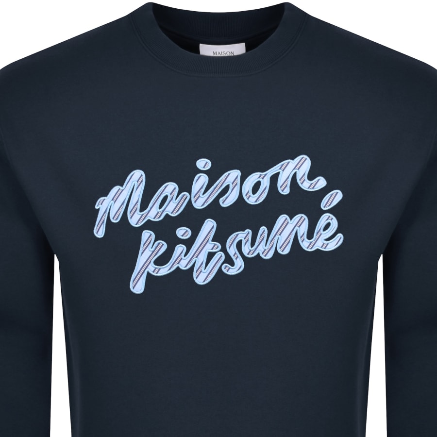 Image number 2 for Maison Kitsune Handwriting Sweatshirt Navy