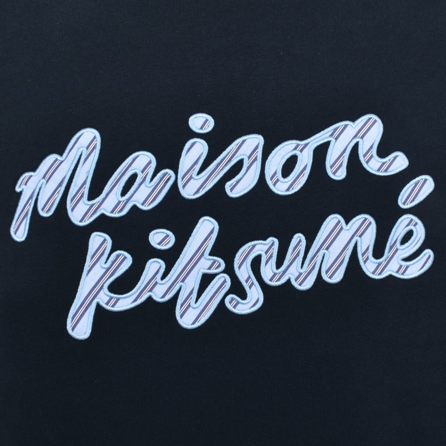 Image number 3 for Maison Kitsune Handwriting Sweatshirt Navy