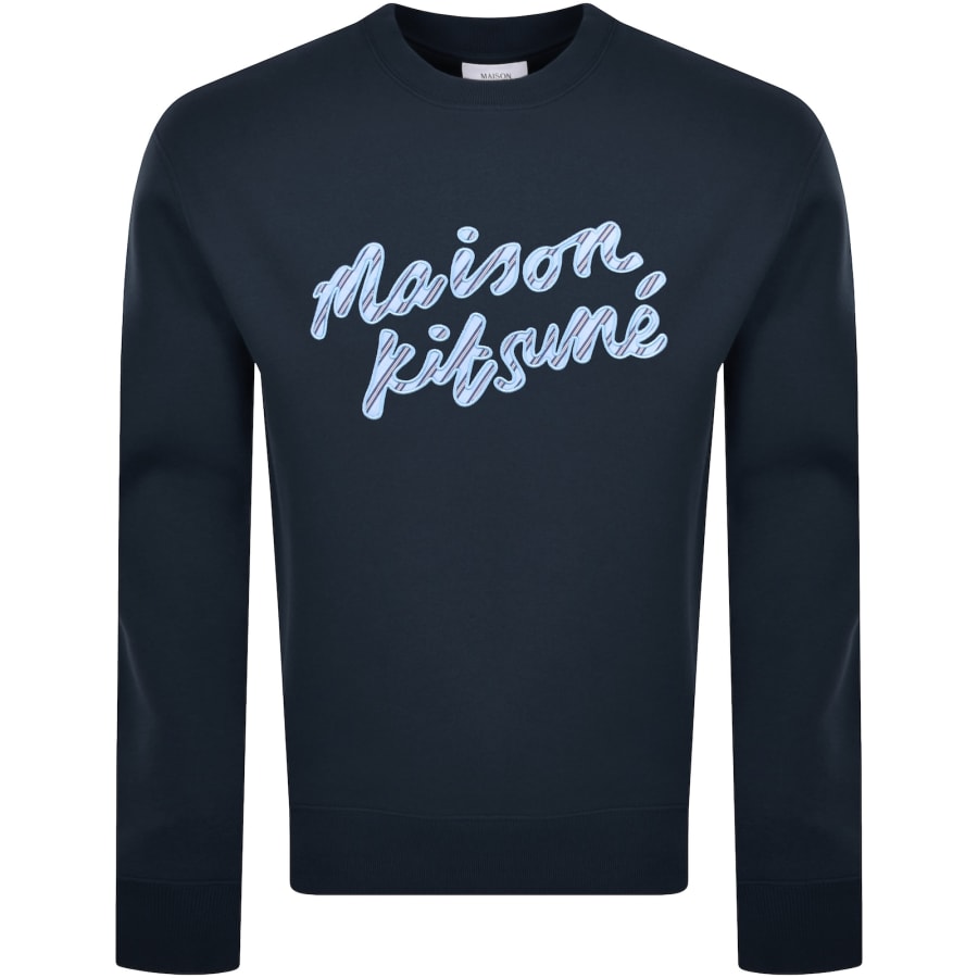 Image number 1 for Maison Kitsune Handwriting Sweatshirt Navy