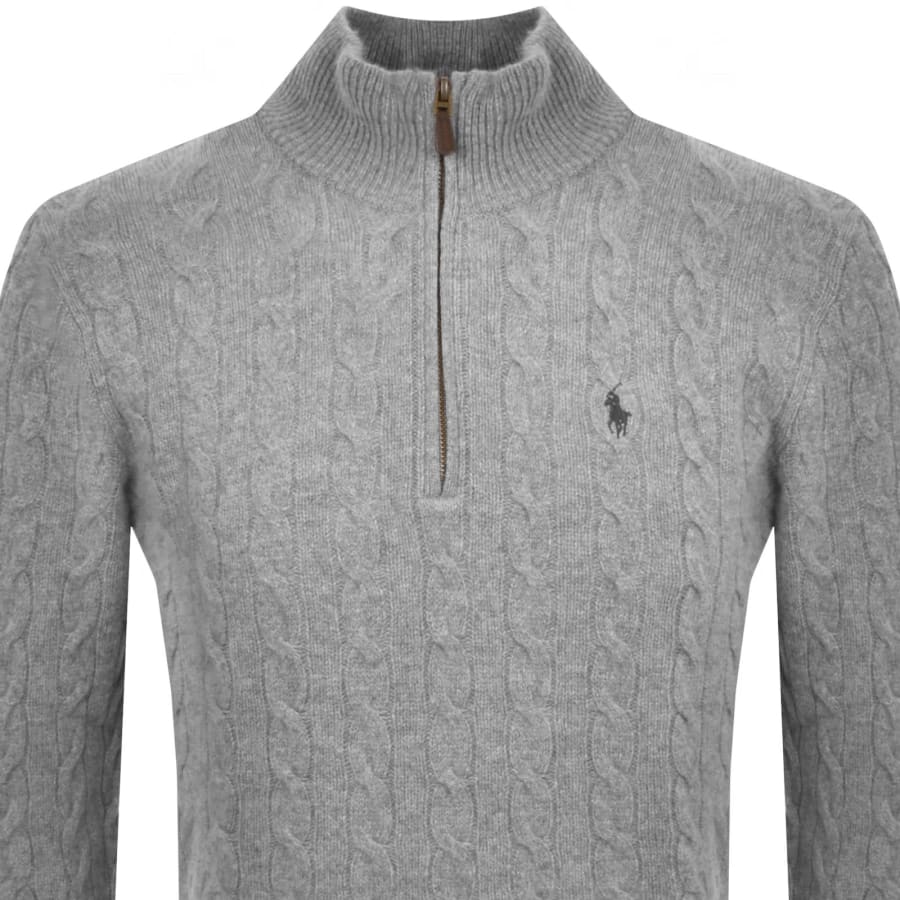 Ralph Lauren Cable Knit Half Zip Jumper Grey Mainline Menswear ca