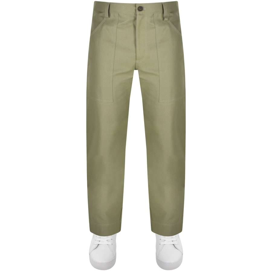 Image number 2 for Maison Kitsune Workwear Straight Trousers Green
