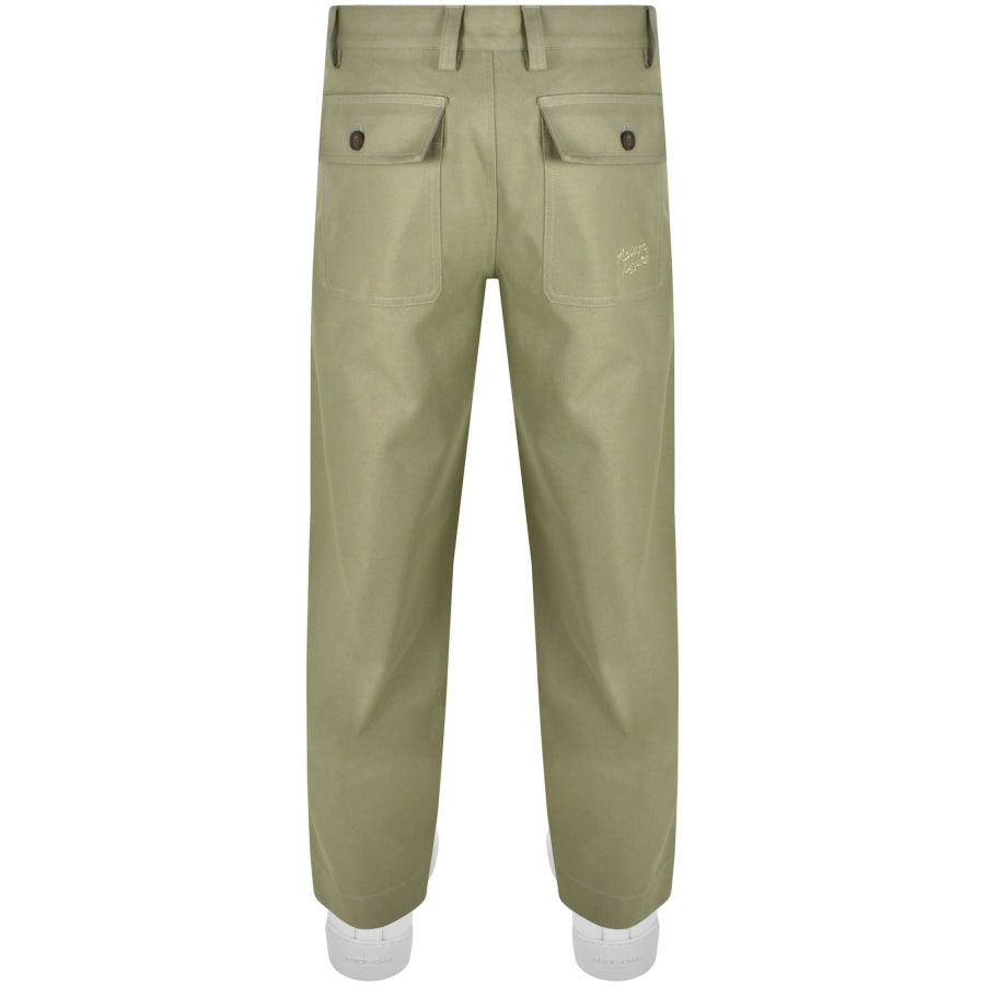 Image number 3 for Maison Kitsune Workwear Straight Trousers Green