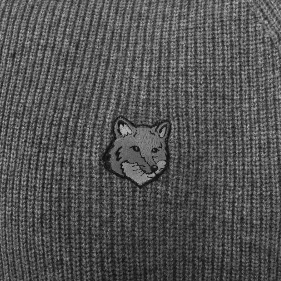 Image number 3 for Maison Kitsune Bold Fox Head Half Zip Jumper Grey