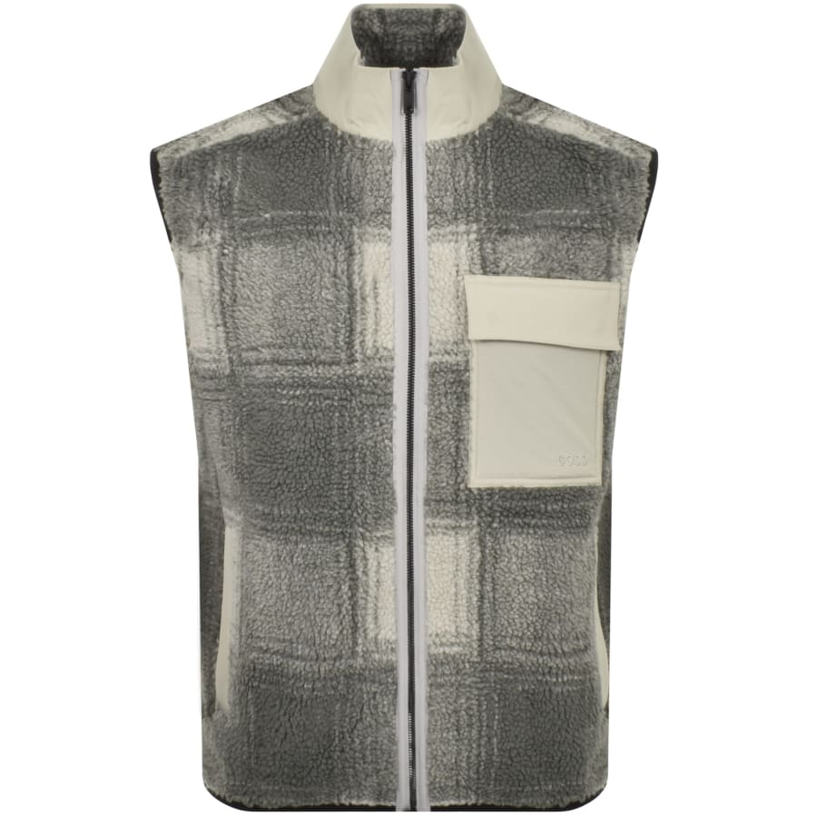 Image number 1 for BOSS Ze Check Gilet Beige