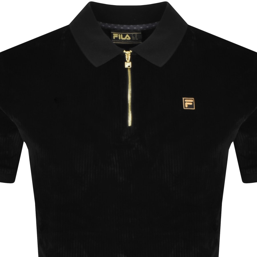 Fila Vintage Louie Velour Polo T Shirt Black