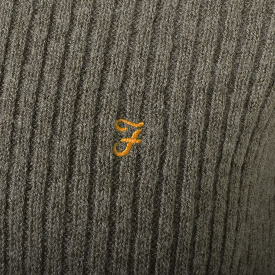 Image number 3 for Farah Halton Ribbed Wool Jumper Brown