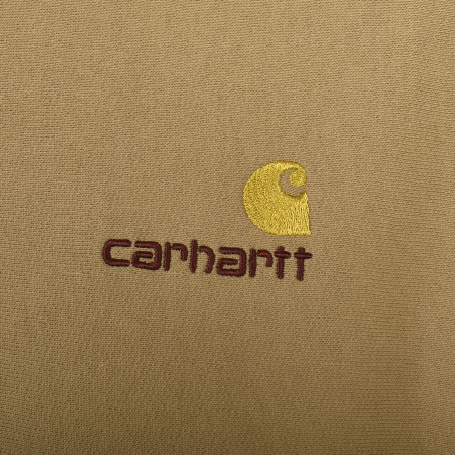 Image number 3 for Carhartt Half Zip Script Logo Sweatshirt Brown