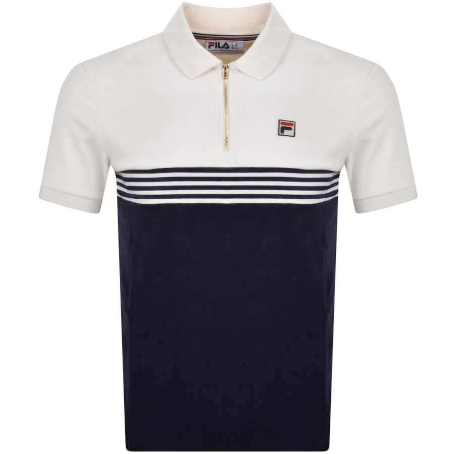Fila Vintage Lennox Striped Velour Polo Navy