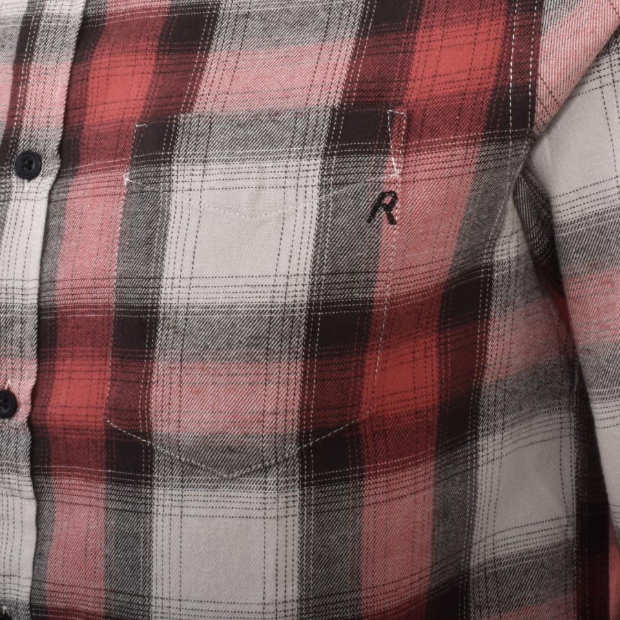 Image number 3 for Replay Checked Long Sleeved Shirt Red