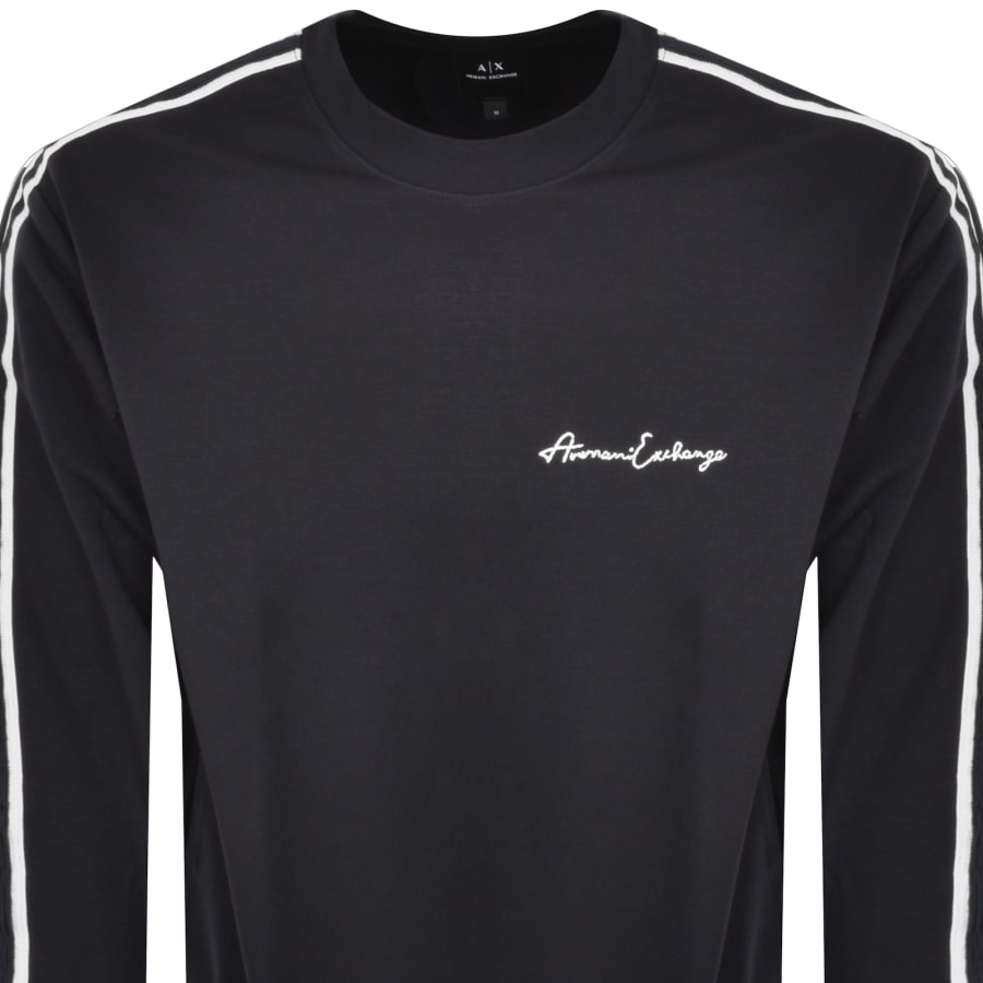 Image number 2 for Armani Exchange Crew Neck Logo Sweatshirt Navy