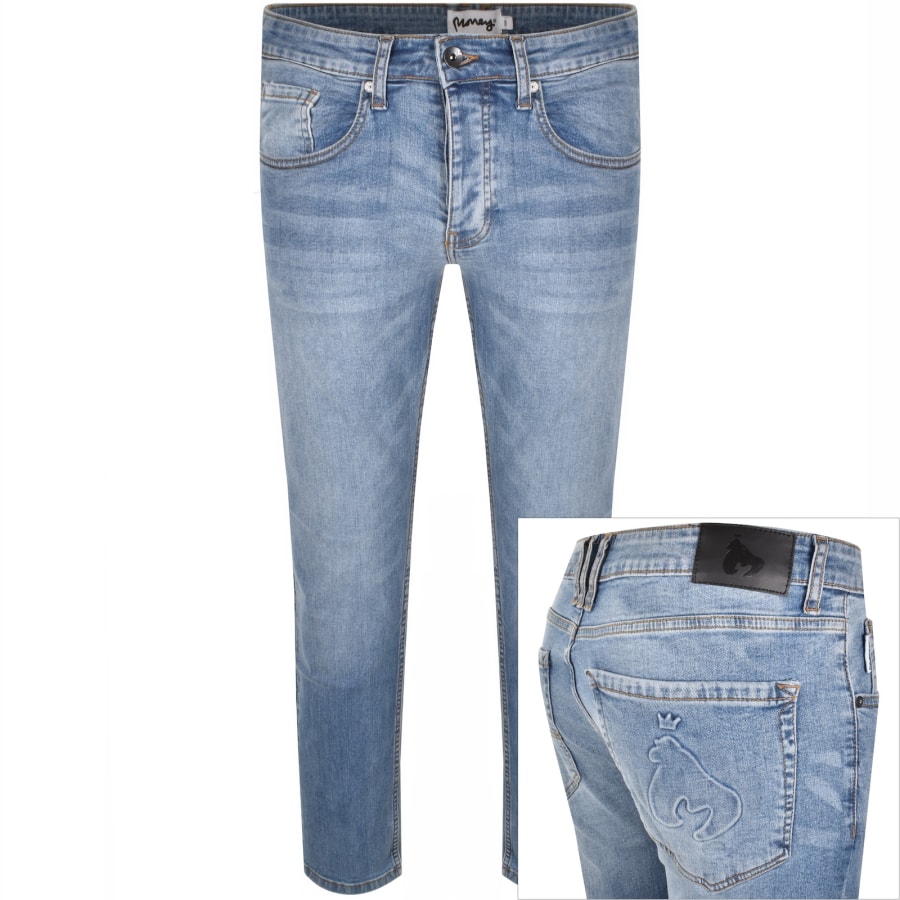 Image number 1 for Money Ape Embossed Slim Fit Jeans Blue