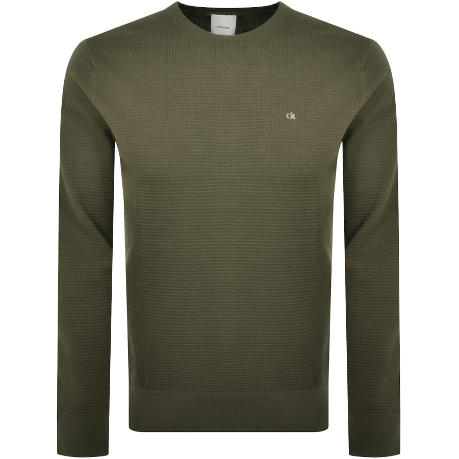 Calvin Klein Waffle Texture Jumper Green