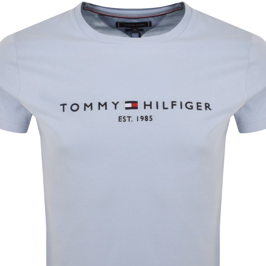 Tommy Hilfiger Logo Slim Fit T Shirt Blue