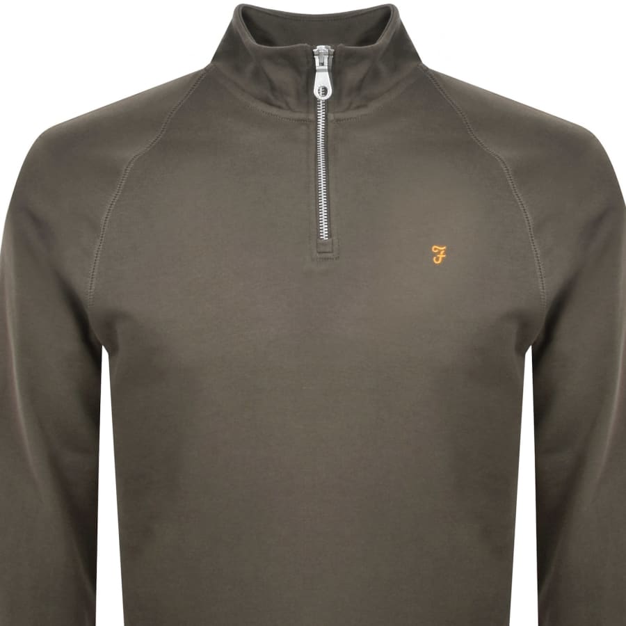 Image number 2 for Farah Jim Quarter Zip Sweatshirt Brown