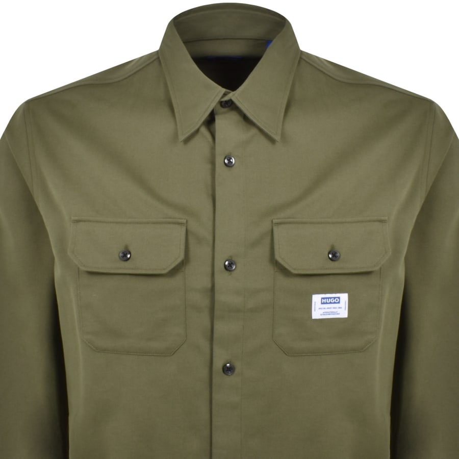 Image number 2 for HUGO Blue Ekynone Long Sleeve Shirt Green