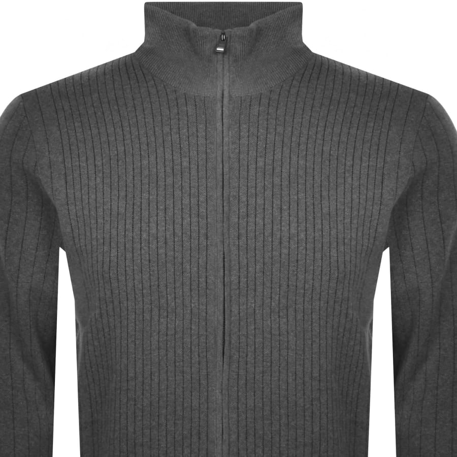 Image number 2 for BOSS Bejino Full Zip Knit Jumper Grey