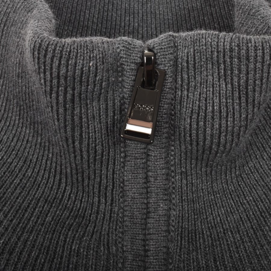 Image number 3 for BOSS Bejino Full Zip Knit Jumper Grey