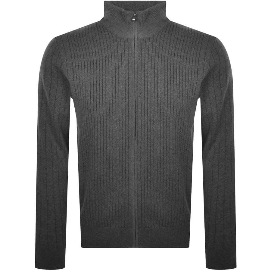 Image number 1 for BOSS Bejino Full Zip Knit Jumper Grey