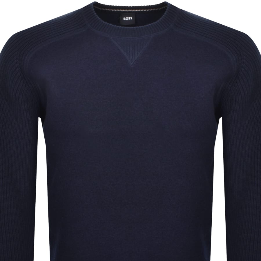 Image number 2 for BOSS Ematero Knit Jumper Navy
