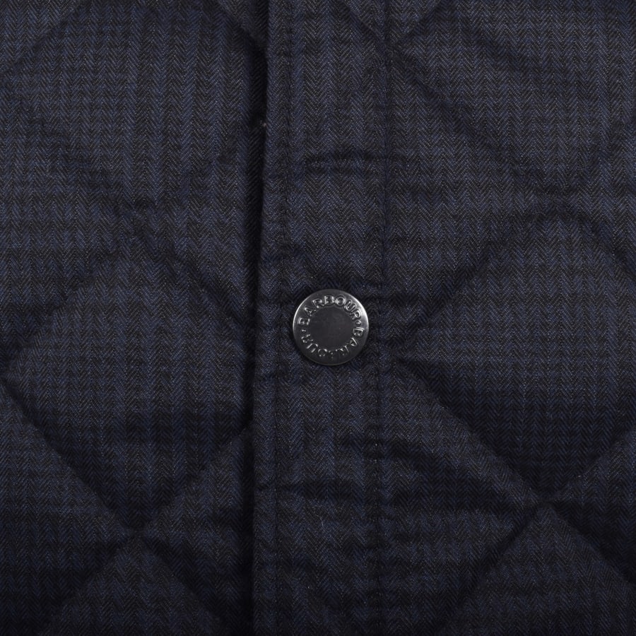 Image number 3 for Barbour Checked Liddesdale Quilted Jacket Navy