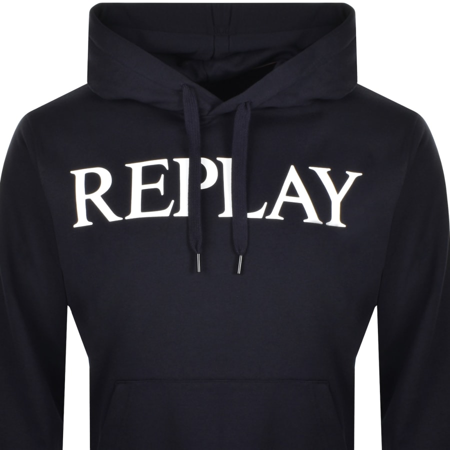 Image number 2 for Replay Logo Hoodie Navy
