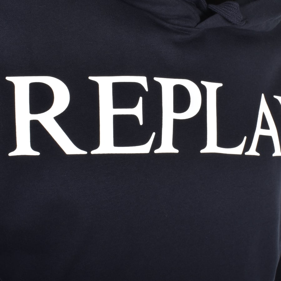 Image number 3 for Replay Logo Hoodie Navy