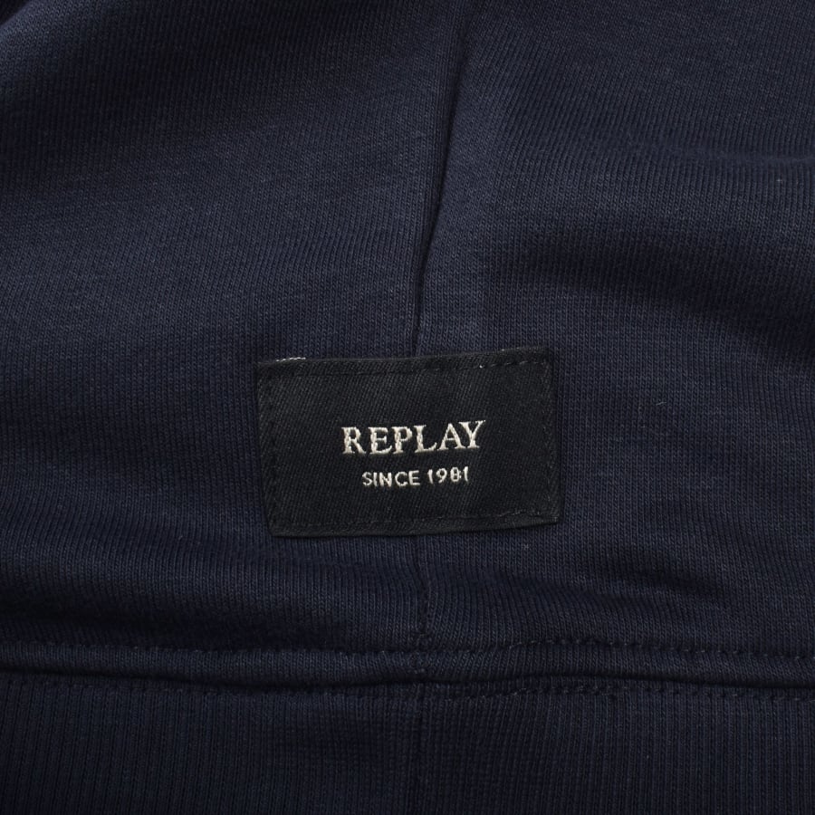 Image number 4 for Replay Logo Hoodie Navy