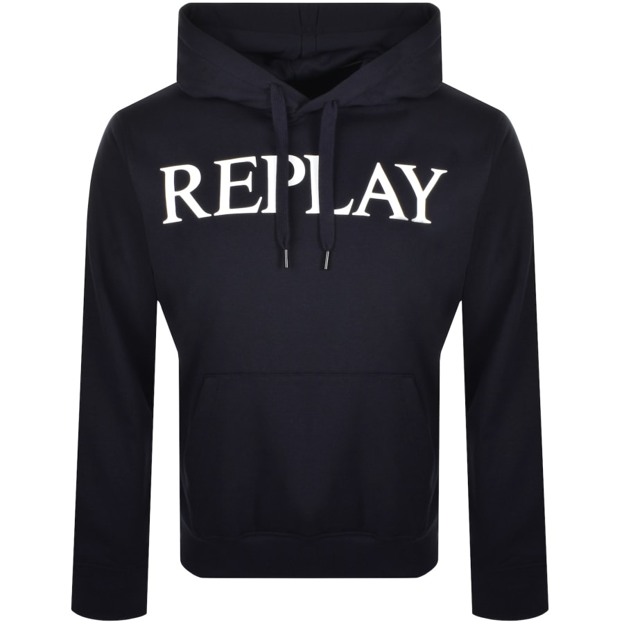 Image number 1 for Replay Logo Hoodie Navy
