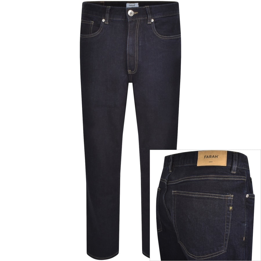 Image number 1 for Farah Norwood Regular Fit Dark Wash Jeans Blue
