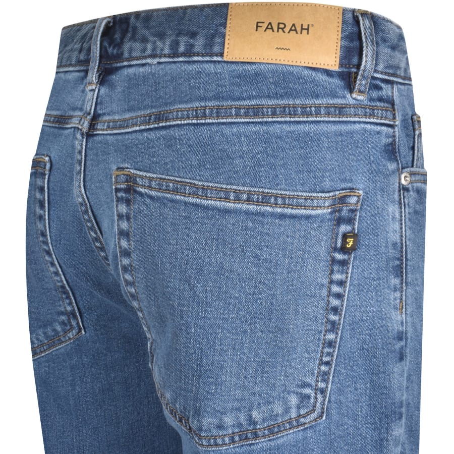 Image number 4 for Farah Elm Mid Wash Slim Fit Jeans Blue
