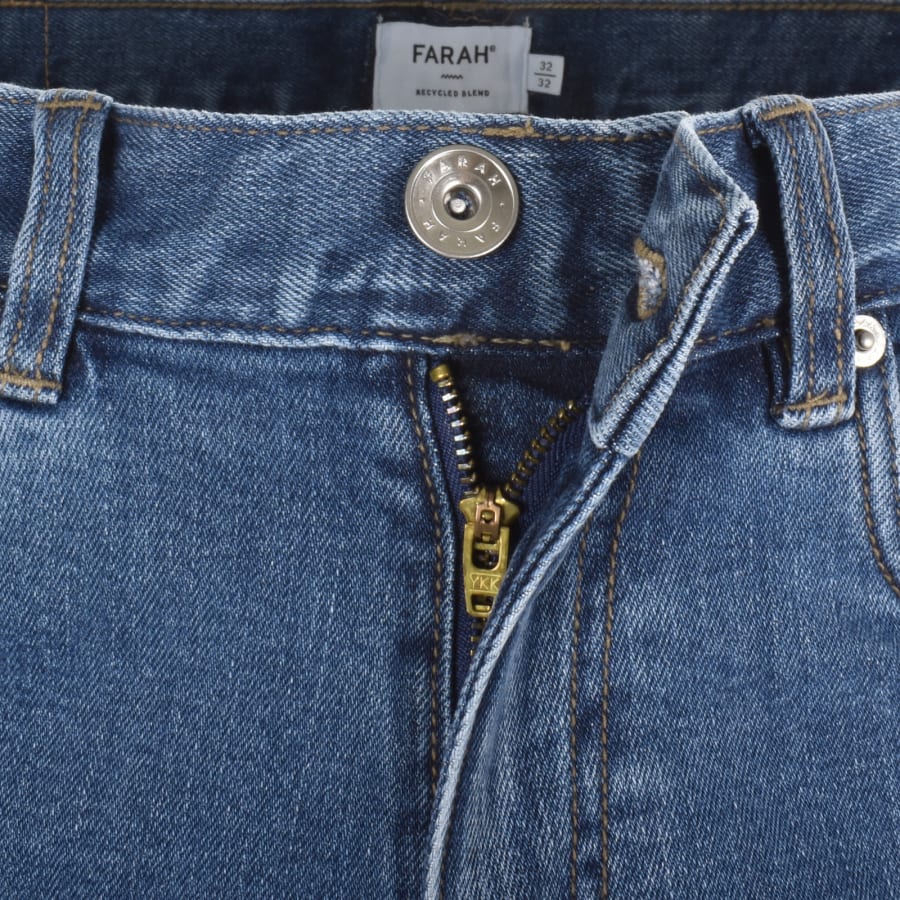 Image number 5 for Farah Elm Mid Wash Slim Fit Jeans Blue