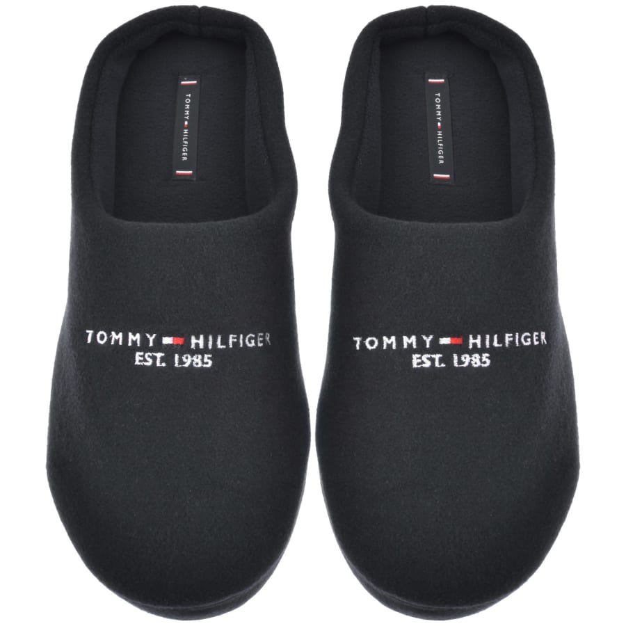 Image number 1 for Tommy Hilfiger Logo Felt Slippers Navy