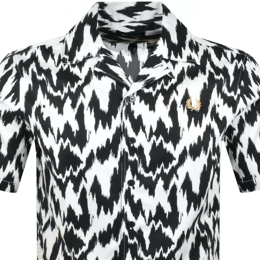 Image number 2 for Fred Perry Animal Print Revere Shirt Off White