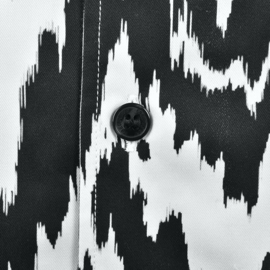 Image number 4 for Fred Perry Animal Print Revere Shirt Off White