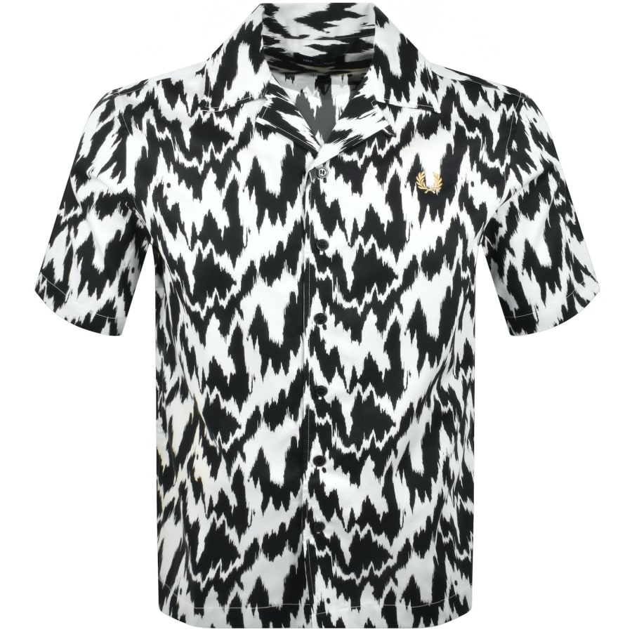 Image number 1 for Fred Perry Animal Print Revere Shirt Off White