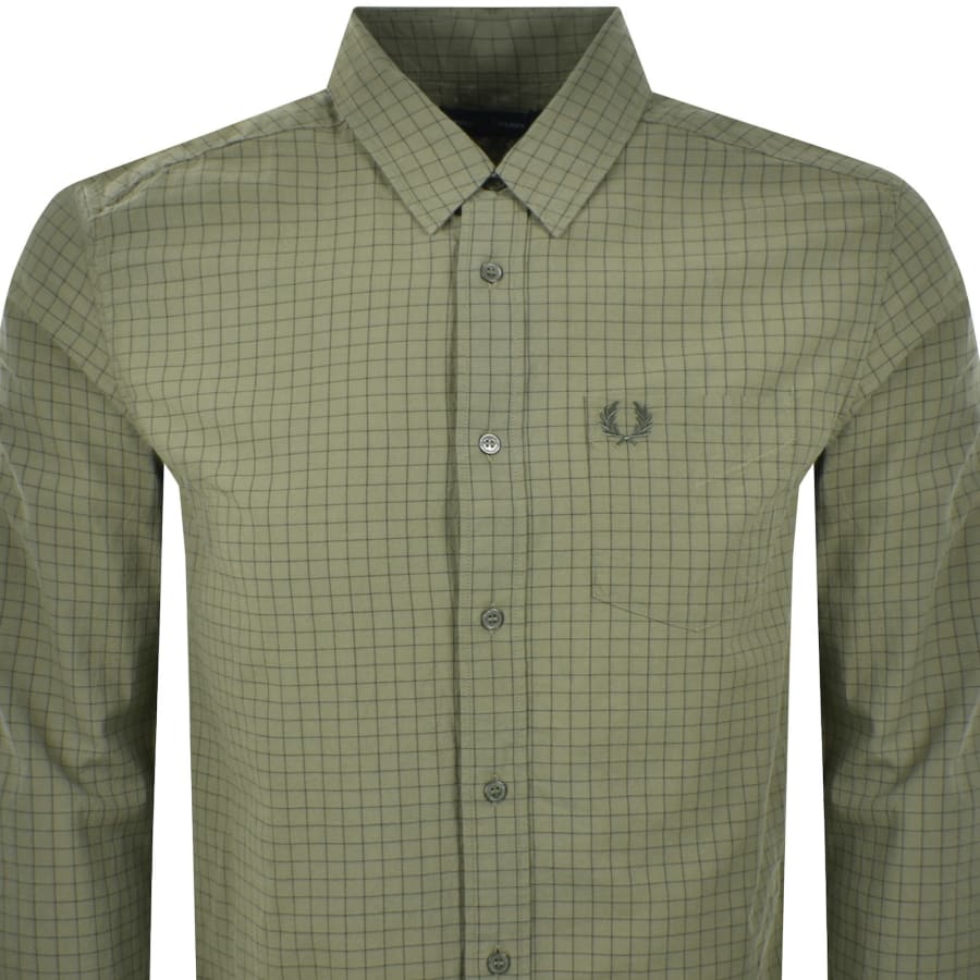 Image number 2 for Fred Perry Grid Check Long Sleeve Shirt Green