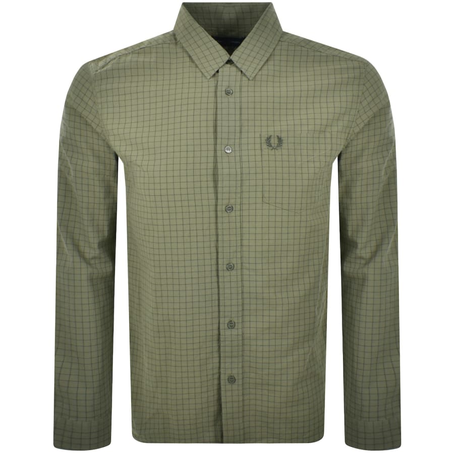 Image number 1 for Fred Perry Grid Check Long Sleeve Shirt Green