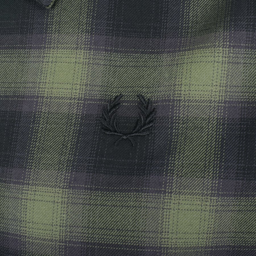 Image number 3 for Fred Perry Blurred Tartan Overshirt Green