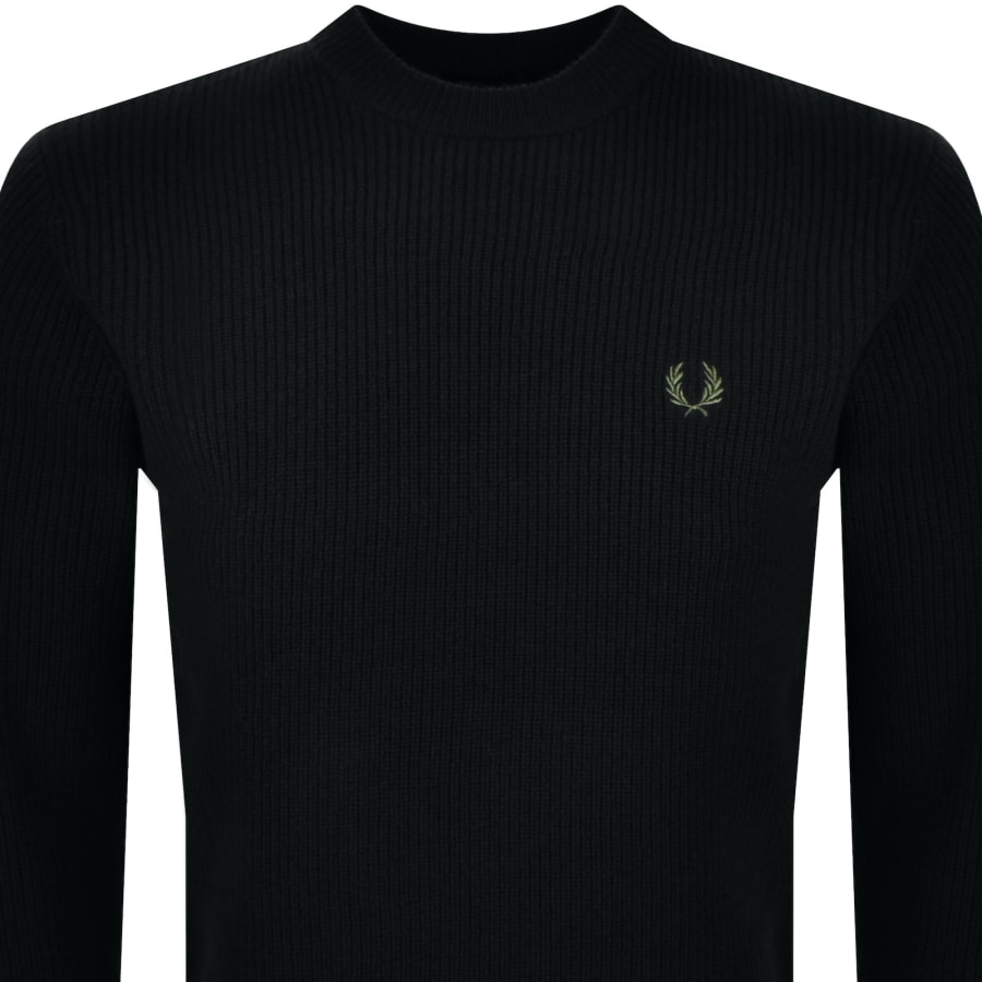 Image number 2 for Fred Perry Crew Neck Lambswool Jumper Black