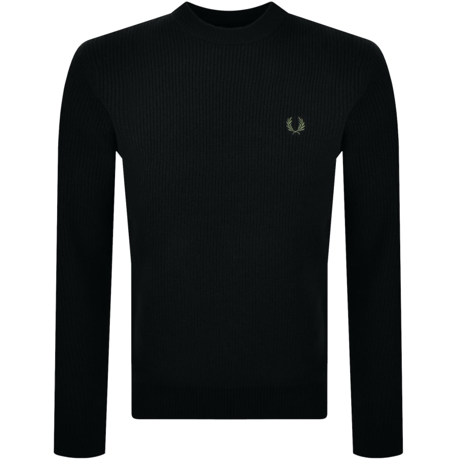 Image number 1 for Fred Perry Crew Neck Lambswool Jumper Black