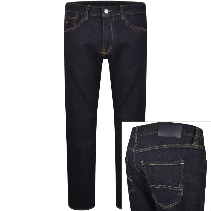 Image number 1 for Armani Exchange J16 Straight Fit Jeans Navy