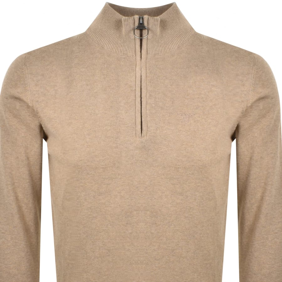 Image number 2 for Barbour Half Zip Knit Jumper Khaki
