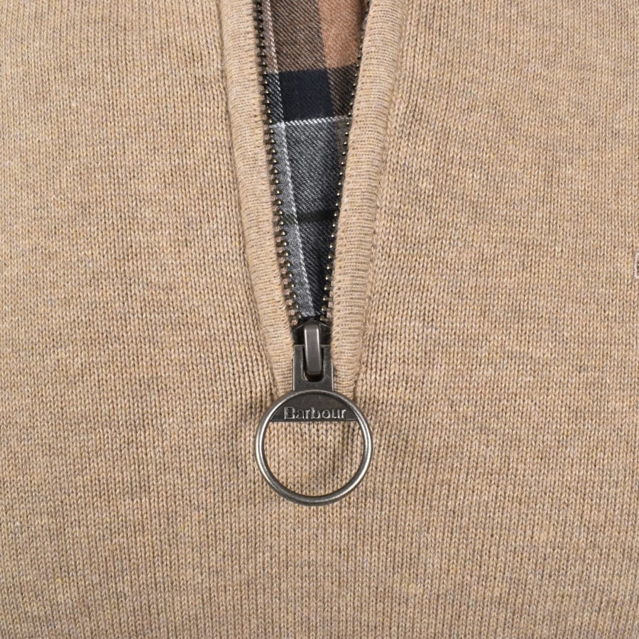 Image number 4 for Barbour Half Zip Knit Jumper Khaki