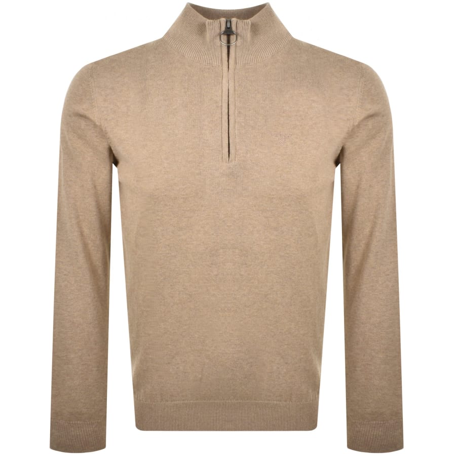 Image number 1 for Barbour Half Zip Knit Jumper Khaki