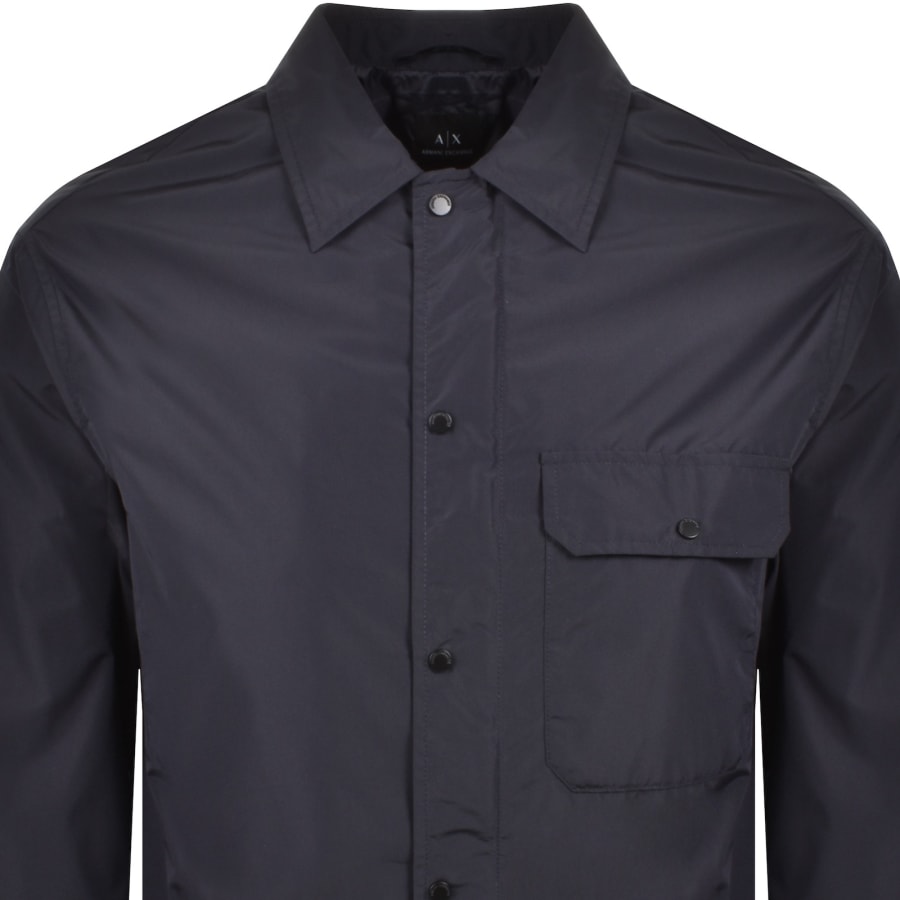 Image number 2 for Armani Exchange Long Sleeve Overshirt Navy