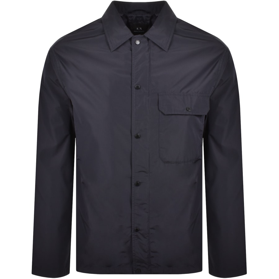 Image number 1 for Armani Exchange Long Sleeve Overshirt Navy