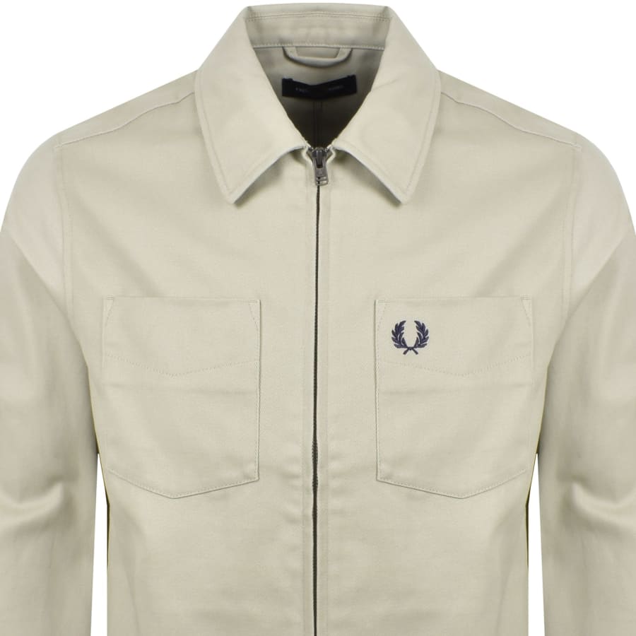 Image number 2 for Fred Perry Twill Zip Overshirt Light Oyster